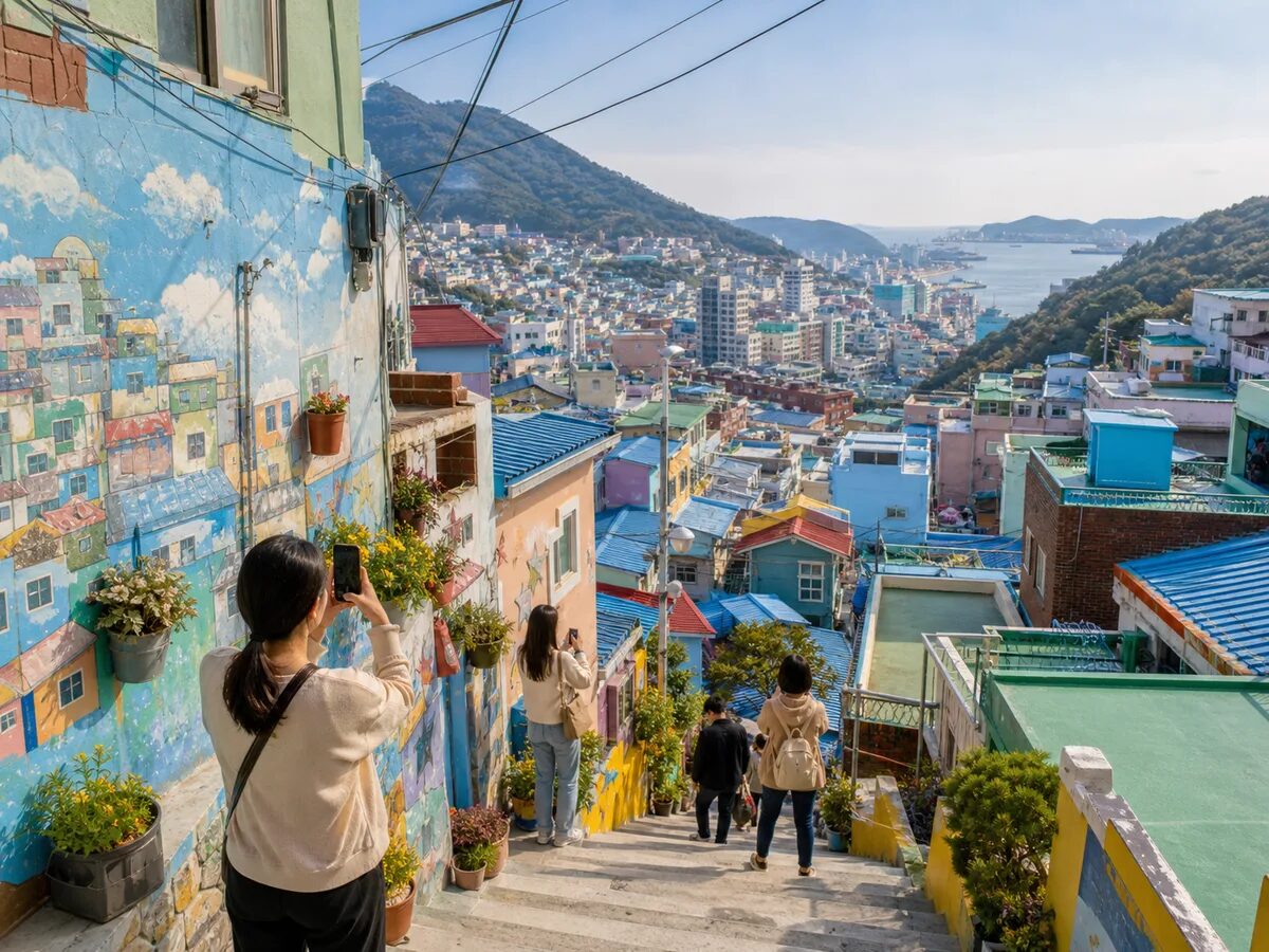 Colourful hillside houses of Gamcheon Culture Village