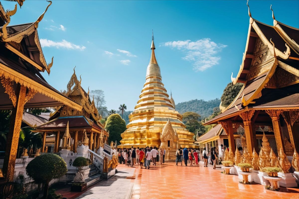Golden chedi of Wat Phra That Doi Suthep above Chiang Mai