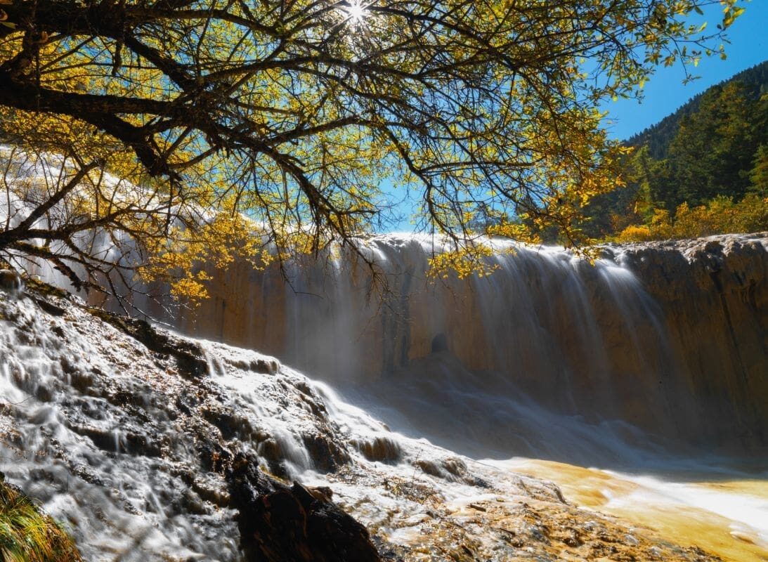 Huanglong's travertine pools in autumn colours