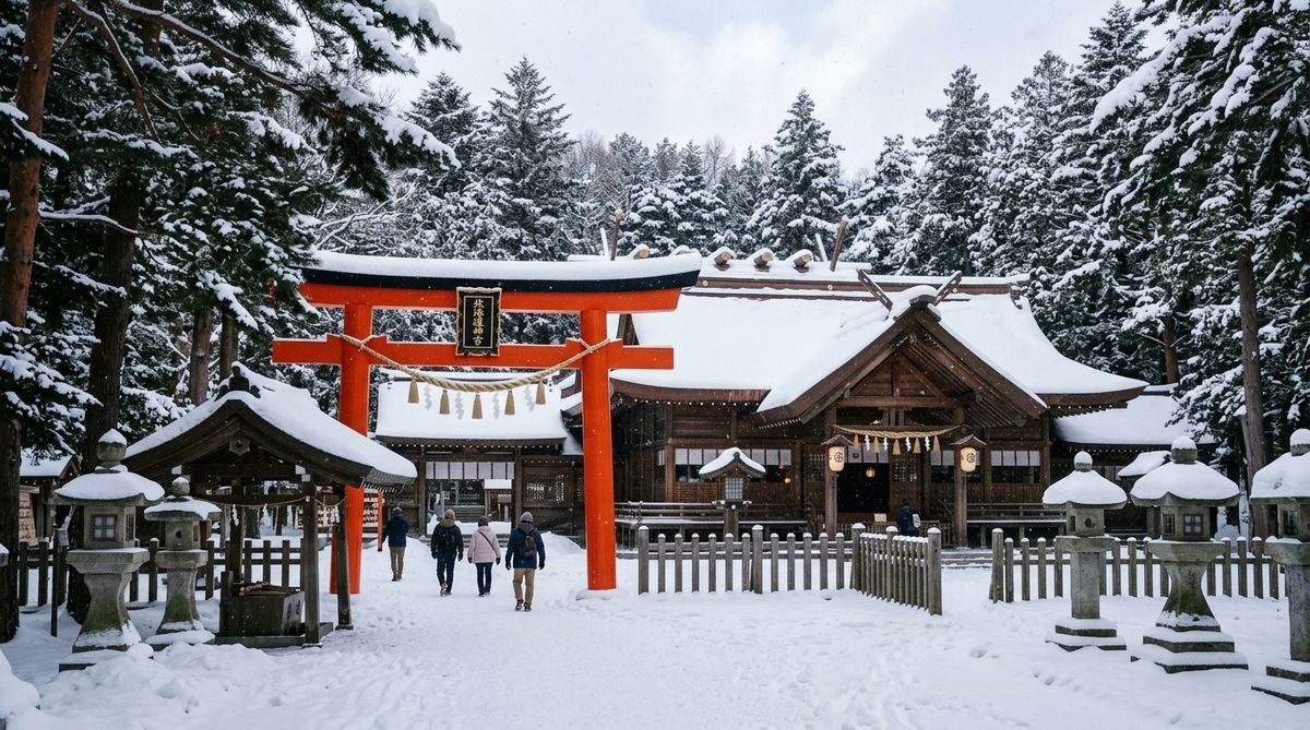 Winter visit to Hokkaido Shrine in the snow, Sapporo