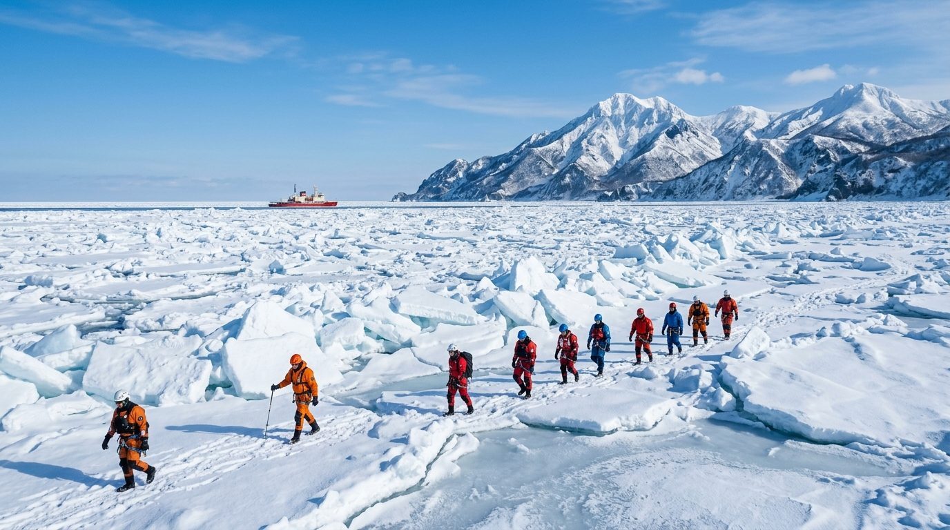 Shiretoko drift-ice walk in winter, Hokkaido