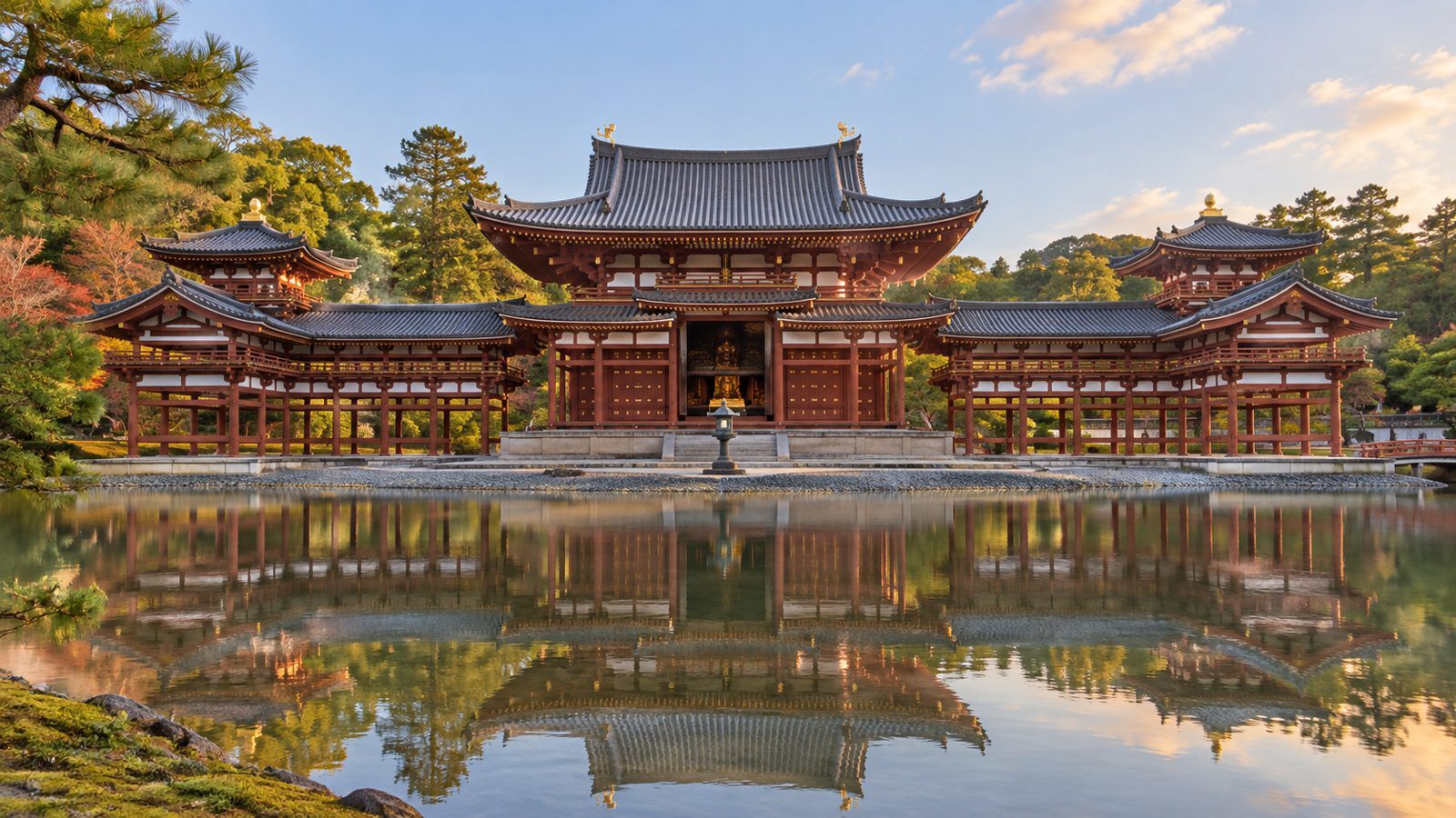 Byodo-in Temple in Uji, scenic illustration