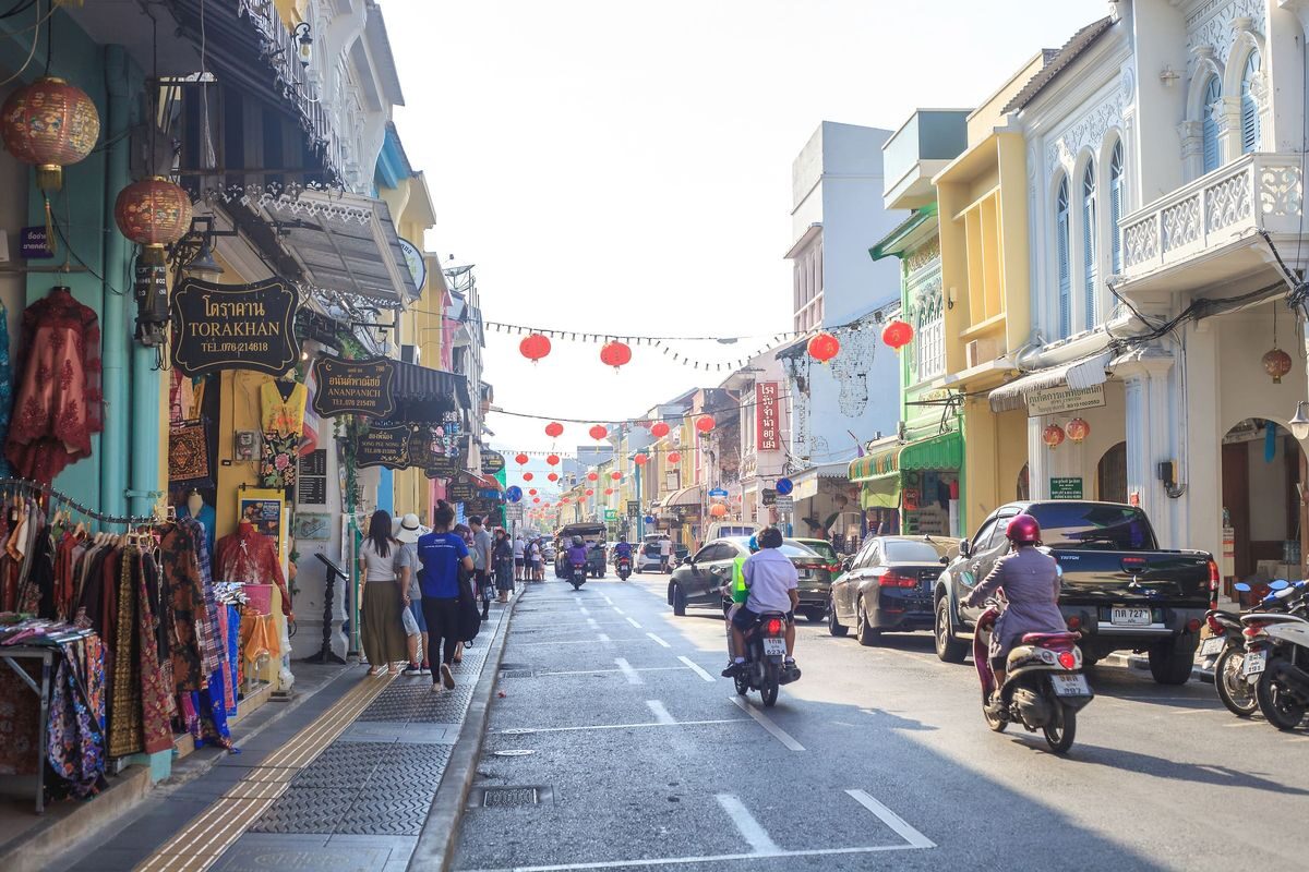 Colourful Sino-Portuguese shophouses in Phuket Old Town