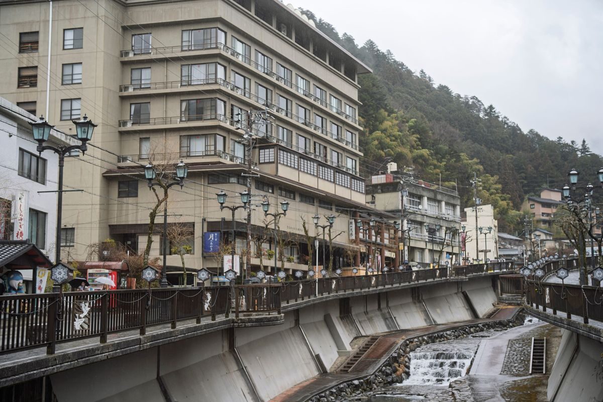 Gero Onsen town and riverside ryokan along the Hida River