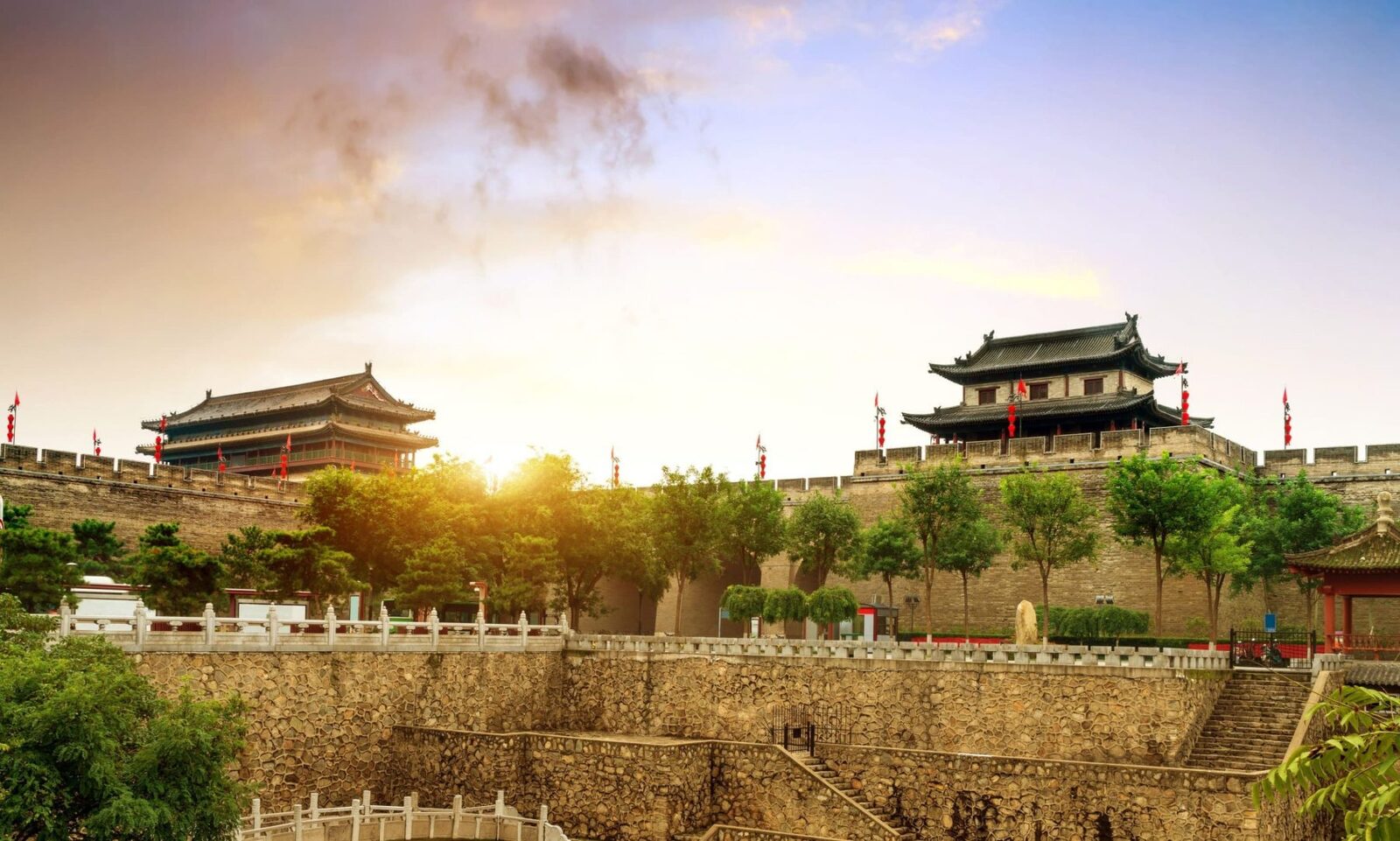 Gate tower of the Xi'an City Wall and the old city
